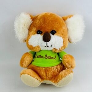Vintage Animal Fair Critter Sitters Koala Plush Brown Green Shirt 1982